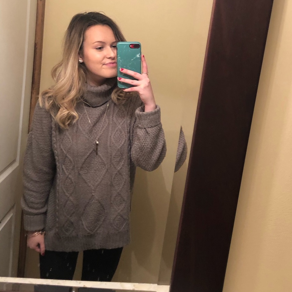 Gray turtleneck sweater